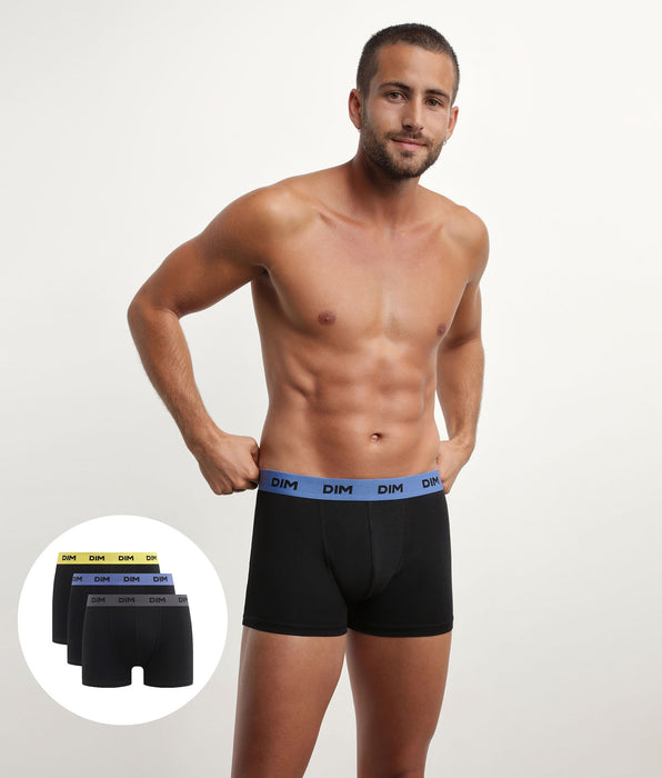 DIM Pacco da 3 boxer da uomo neri con vita colorata Mimosa Lila Mix & Colors