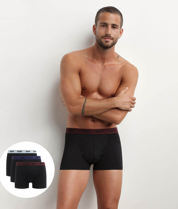 DIM Pacco da 3 boxer neri da uomo con fascia in vita all'uvetta Mix e colori
