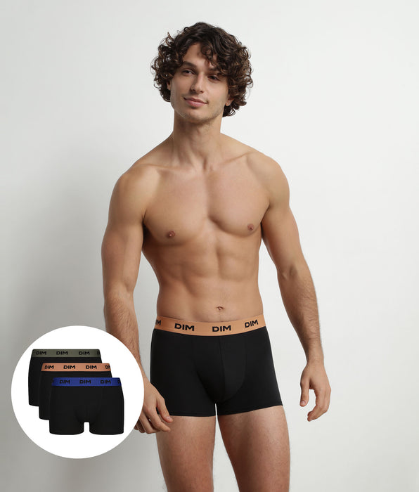 DIM Pacco da 3 boxer Uomo Nero Cotone Stretch Verde Nocciola Mix & Colori