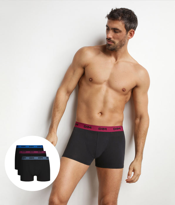 DIM Pacco da 3 boxer da uomo neri con cintura colorata Retro Mix & Colors
