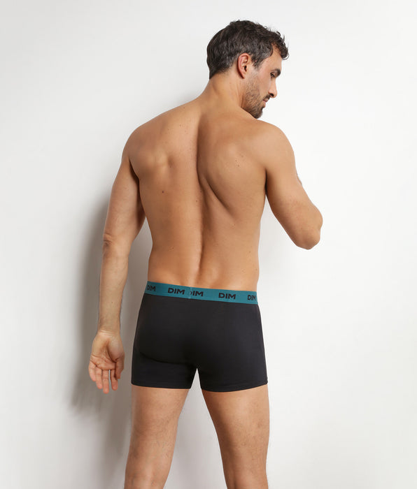 DIM Pacco da 3 boxer da uomo neri con cintura colorata Forêt Mix & Colors