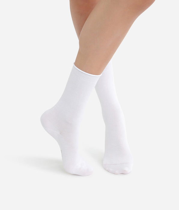 DIM Pacco da 2 paia di calze bianche in cotone modale da donna