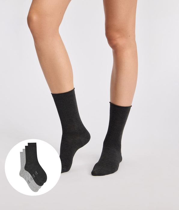 DIM Confezione da 2 calzini donna grigio chiaro, grigio antracite Modal