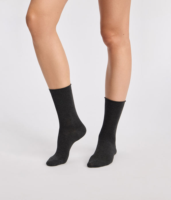 DIM Confezione da 2 calzini donna grigio chiaro, grigio antracite Modal