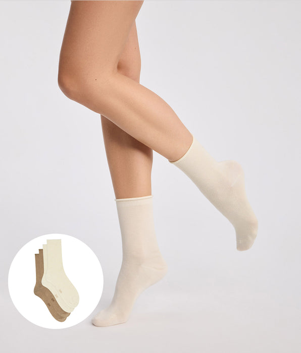 DIM Confezione da 2 calze da donna tortora e beige in Modal