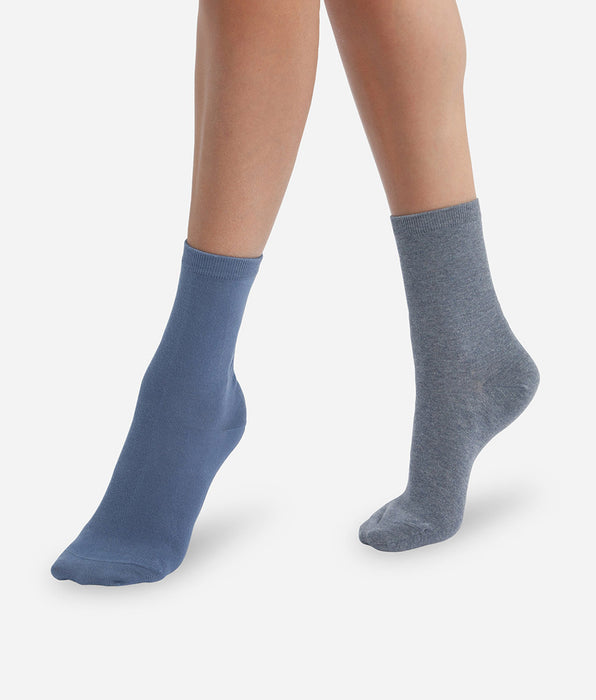 DIM Donna Basic Cotone Cashmere Blu Grigio Pacco da 2 Paia