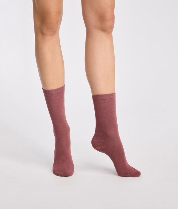 DIM Set da 2 calze da donna fichi, bordeaux Coton