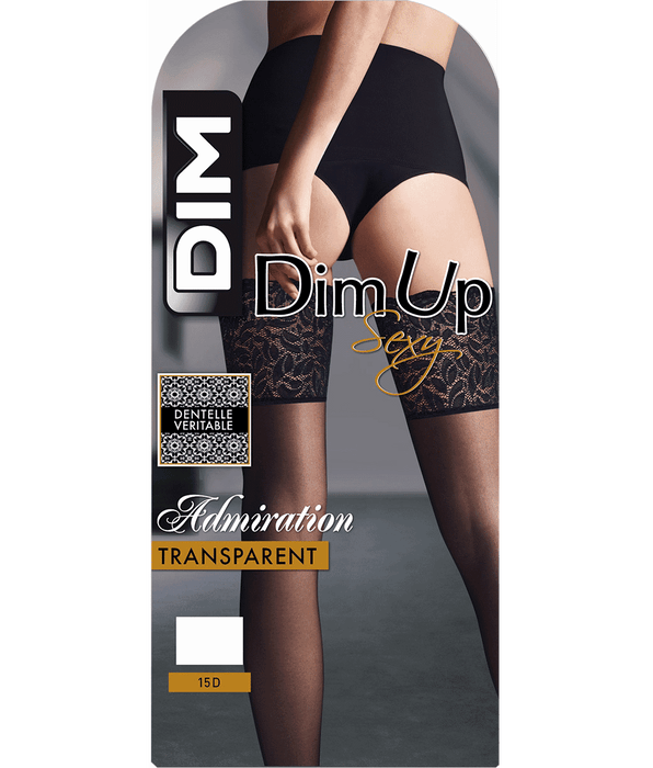 DIM Calze lunghe nere DIM Up SEXY 15D giarrettiera larga di pizzo