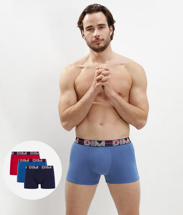 DIM Pacco da 3 boxer rossi, blu notte e azzurri - Dim Powerful