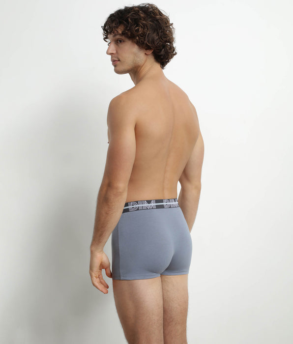 DIM Uomo Pacco da 3 boxer con cintura 3D in cotone blu rosso grigio Dim.