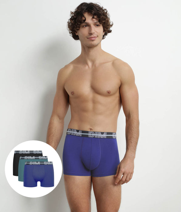 DIM Uomo Pacco da 3 boxer 3D con cintura Nero Blu Verde Dim Potente