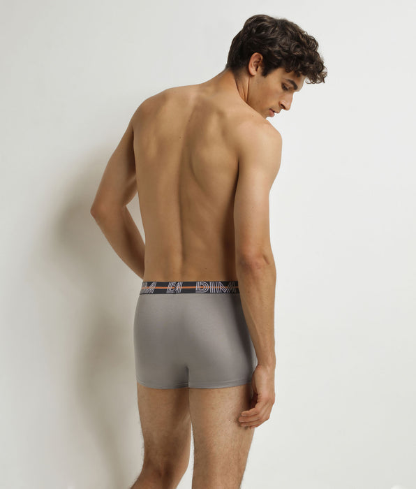 DIM Pacco da 3 boxer da uomo Powerful Viola Grigio
