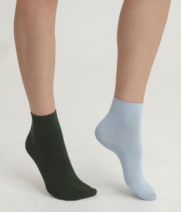 DIM Calzini da donna in microfibra Dim Skin Green Blue Pacco da 2 pezzi