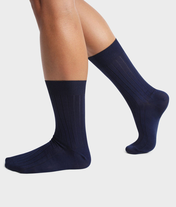 DIM Pacco da 2 calze da uomo blu navy in filato scozzese Dim