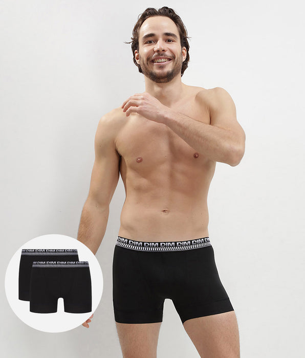 DIM Pacco da 2 boxer 3D da uomo neri Stay and Fit