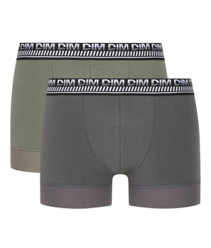 Stay and Fit Pack of 2 men's olive-green stretch cotton boxers