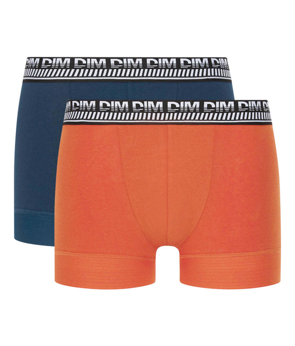 DIM Pacco da 2 boxer Stay and Fit da uomo in cotone elasticizzato blu arancio