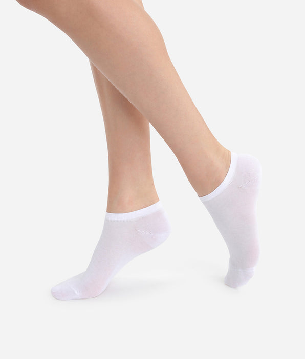 DIM Pacco da 2 calzini invisibili da donna in cotone leggero bianco