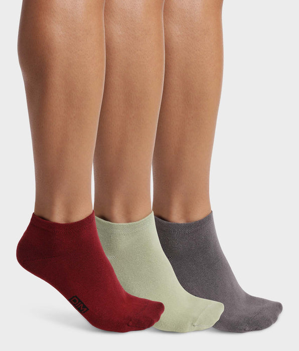 DIM Pacco da 3 calzini uomo grigio salvia rosso Dim Cotton