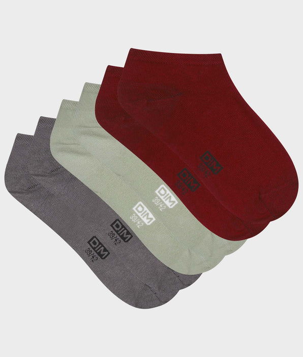 DIM Pacco da 3 calzini uomo grigio salvia rosso Dim Cotton
