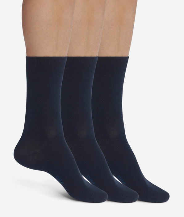 DIM Pacco da 3 paia di calze blu navy da uomo Dim Cotton Comfort