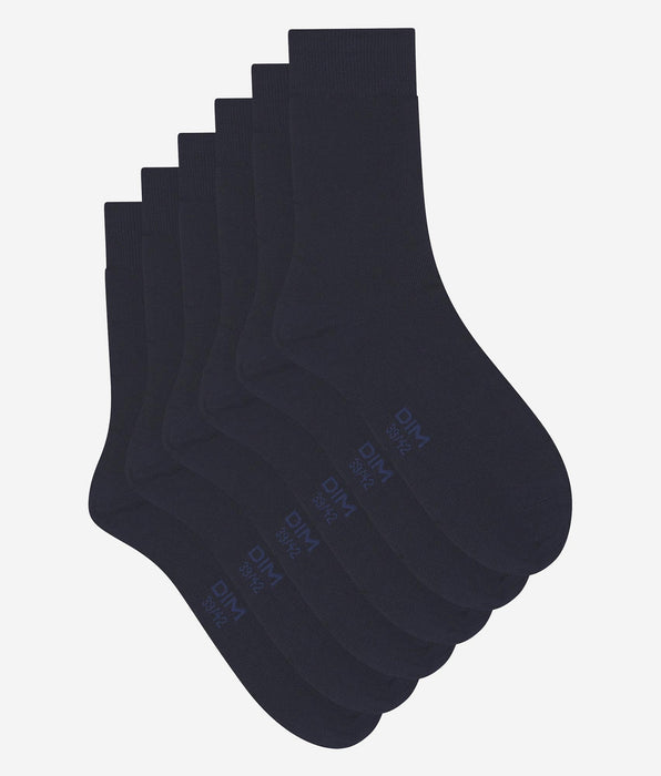 DIM Pacco da 3 paia di calze blu navy da uomo Dim Cotton Comfort
