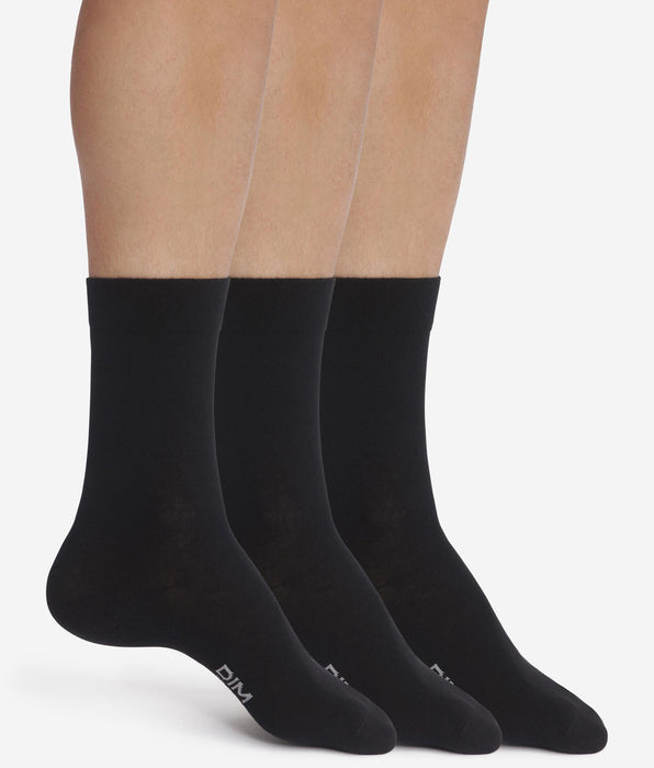 DIM Pacco da 3 calze da uomo nere Dim Coton Confort