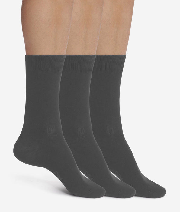 DIM Pacco da 3 paia di calze antracite da uomo Dim Coton Confort
