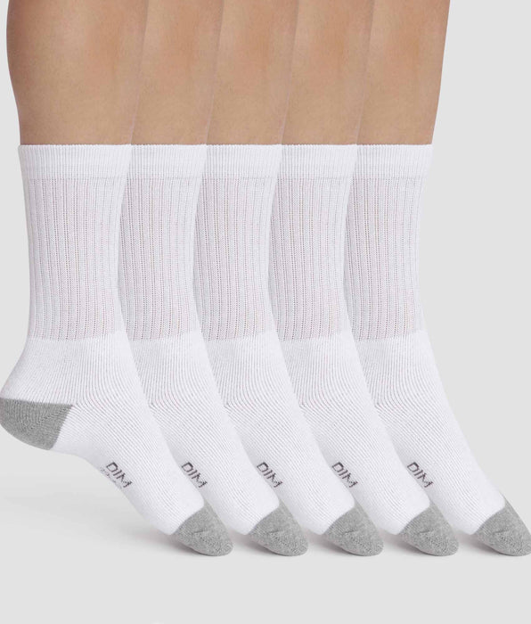 DIM Pacco da 5 paia di calze da uomo bianche e grigie EcoDim Sport