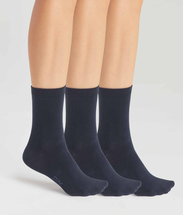 DIM Pacco da 3 paia di calze in cotone blu navy da donna Dim