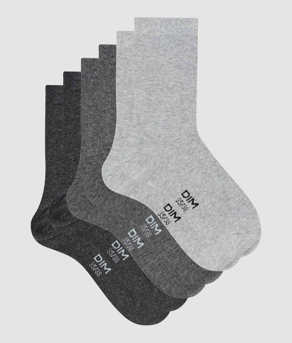 DIM Pacco da calze in cotone grigio chiaro a 3 paia da donna Dim