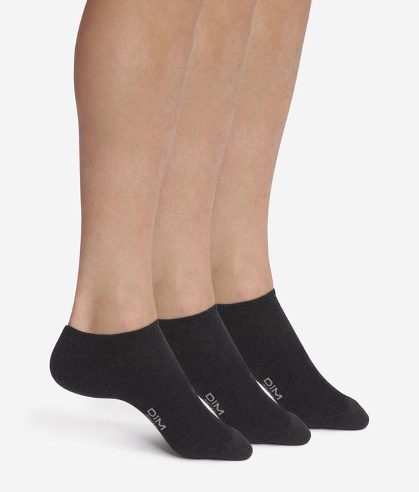 DIM Pacco da 3 paia di calze corte nere da Uomo Dim Cotton