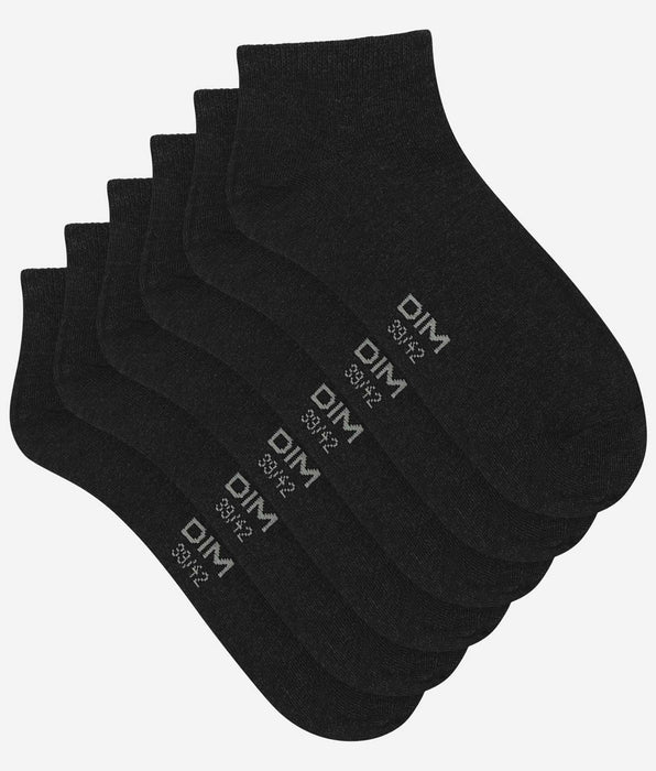 DIM Pacco da 3 paia di calze corte nere da Uomo Dim Cotton
