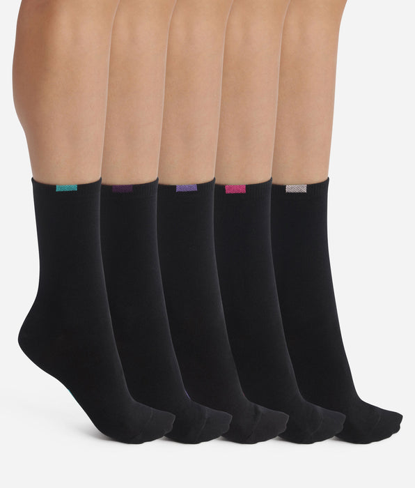 DIM Pacco da 5 paia di calzini da donna in cotone nero EcoDim