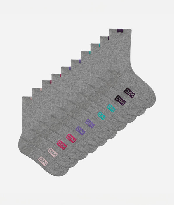 DIM Pacco da 5 paia di calze in cotone grigio chiaro da donna ECODIM