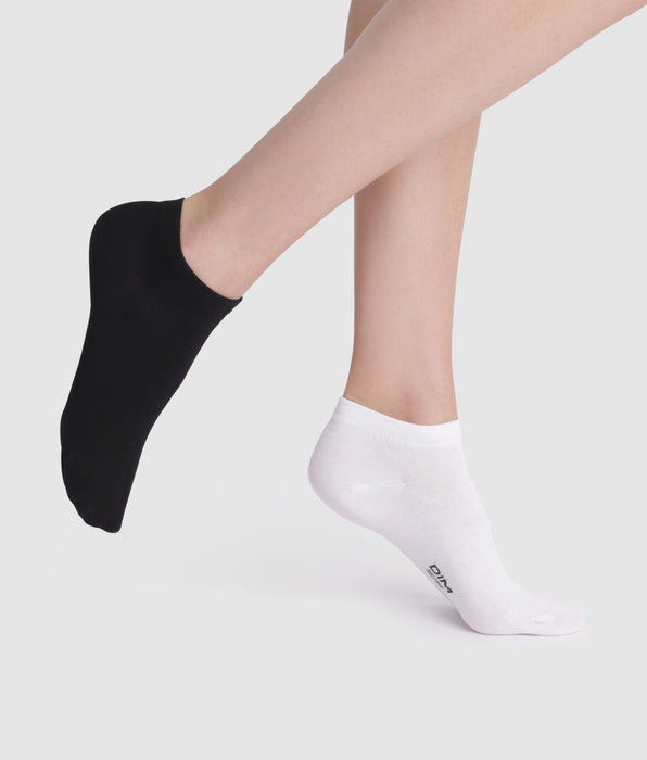 DIM Pacco da 2 calzini da donna in cotone bianco e nero