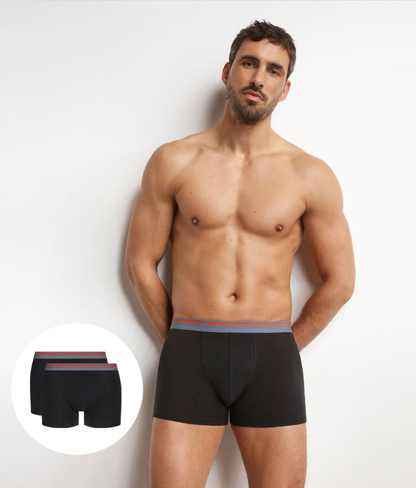 DIM Pacco da 2 boxer in cotone elasticizzato nero da uomo Daily Colors