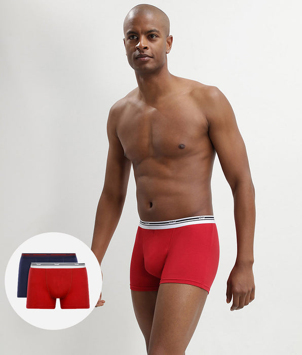 DIM Pacco da 2 boxer in cotone elasticizzato rosso lava e blu denim Daily Colors