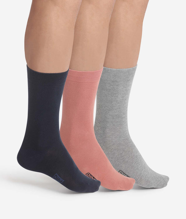 DIM Pacco da 3 paia di calze in cotone rosa navy da uomo Dim