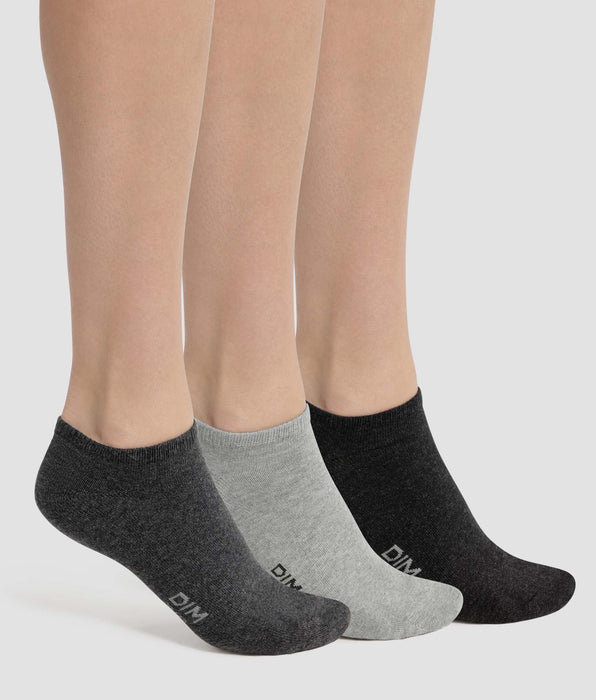 DIM Pacco da 3 paia di calze corte grigio antracite da donna Dim Cotone