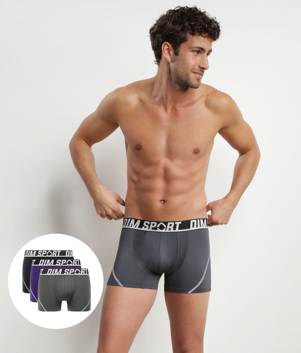 DIM Pacco da boxer sportivi da uomo in microfibra termoregolante viola (3 pezzi) Dim Sport