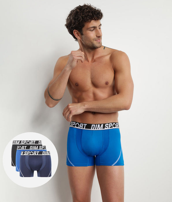 DIM Pacco da 3 boxer in microfibra termoregolante blu Uomo Dim Sport