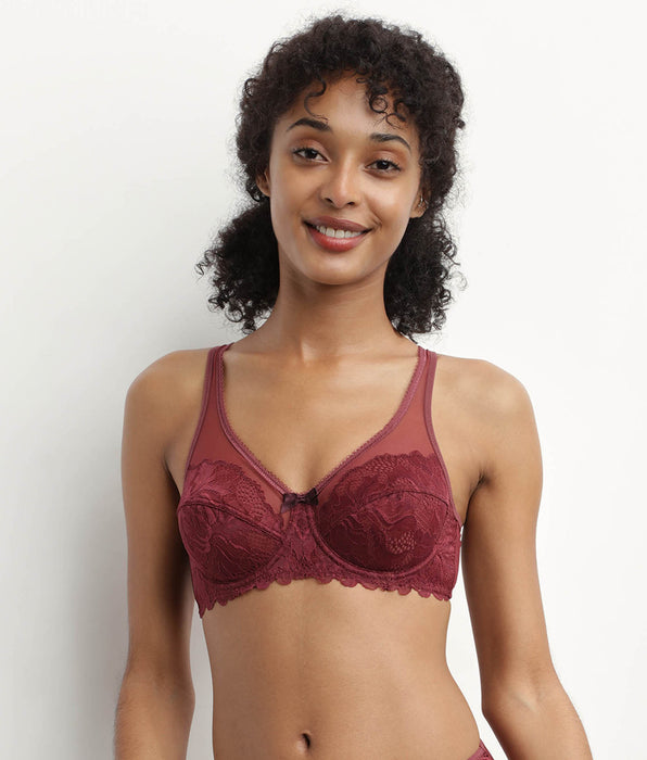DIM Reggiseno a incastro in pizzo rubino scuro Generous Essentiel