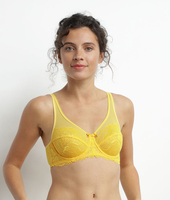 DIM Reggiseno a incastro in pizzo giallo Dim Generous Essentiel