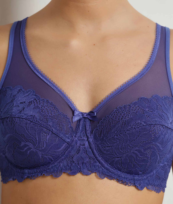 DIM Reggiseno a coppa blu in pizzo Generous Essentiel
