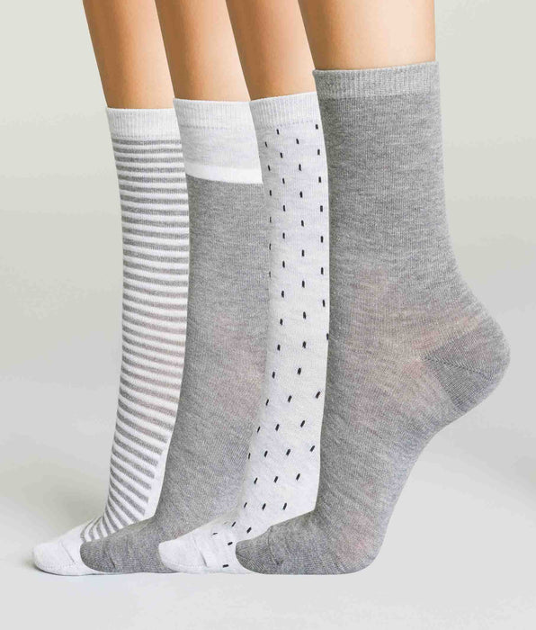 DIM Pacco da 4 paia di calze grigie medie e chiare da donna di Ecodim