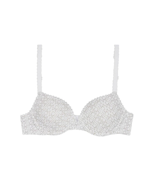 DIM Reggiseno bianco da bambina con ferretto e stampa logo DIM Touch