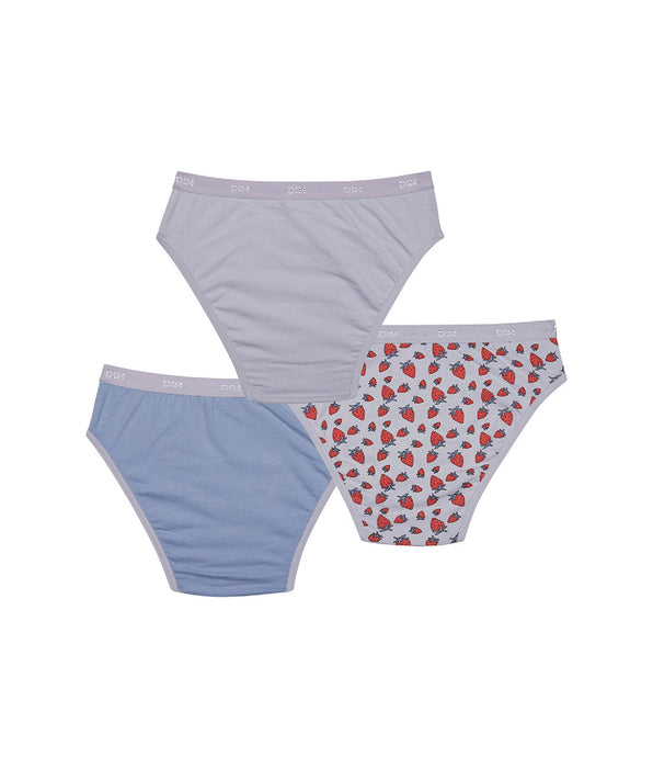 DIM Pacco da 3 slip in cotone elasticizzato alla fragola per bambina Lila Les Pockets