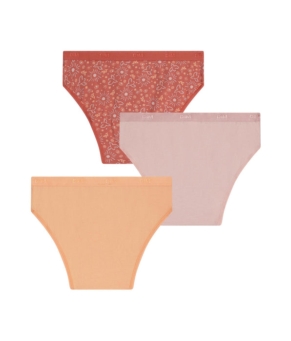 DIM Pacco da 3 slip da bambina in cotone elasticizzato con motivo sole Les Pockets