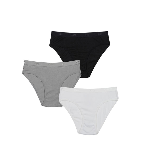 DIM Les Pockets Girl Pacco da 3 slip bianchi, neri e grigi